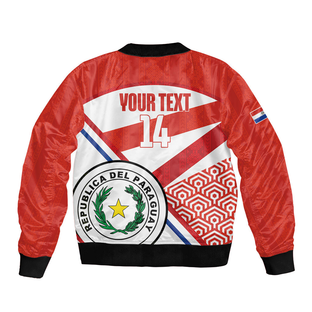Custom Paraguay 2026 Football Sleeve Zip Bomber Jacket Come On La Albirroja