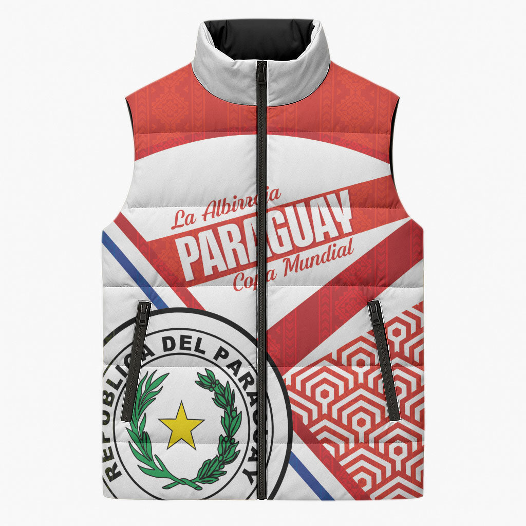Custom Paraguay 2026 Football Sleeveless Puffer Jacket Come On La Albirroja