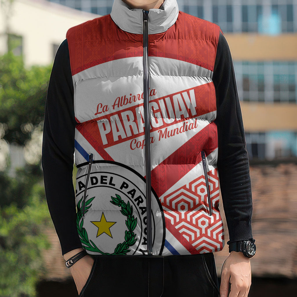 Custom Paraguay 2026 Football Sleeveless Puffer Jacket Come On La Albirroja