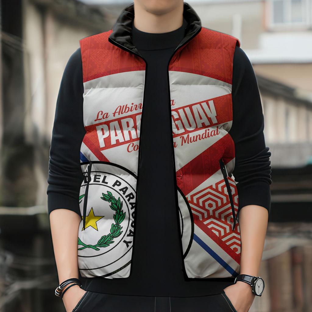 Custom Paraguay 2026 Football Sleeveless Puffer Jacket Come On La Albirroja