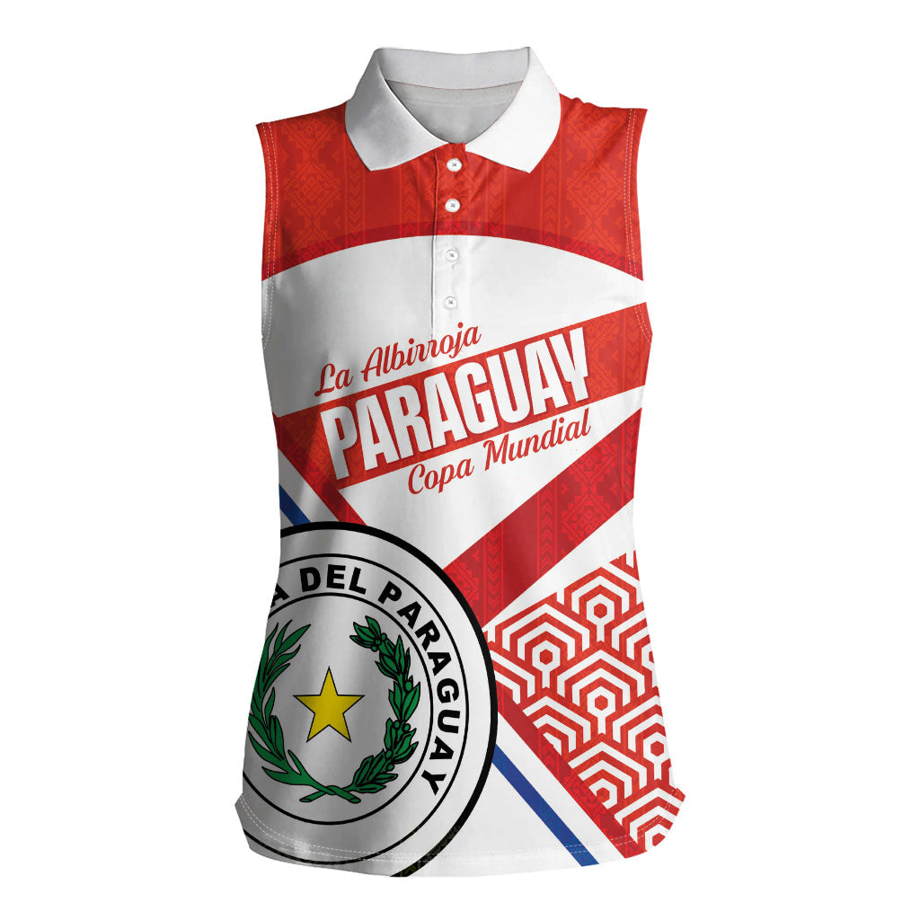 Custom Paraguay 2026 Football Women Sleeveless Polo Shirt Come On La Albirroja