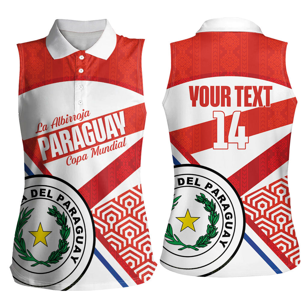 Custom Paraguay 2026 Football Women Sleeveless Polo Shirt Come On La Albirroja