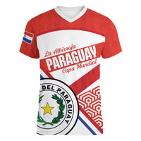 Custom Paraguay 2026 Football Women V-Neck T-Shirt Come On La Albirroja