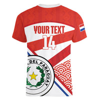 Custom Paraguay 2026 Football Women V-Neck T-Shirt Come On La Albirroja