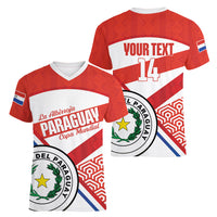 Custom Paraguay 2026 Football Women V-Neck T-Shirt Come On La Albirroja