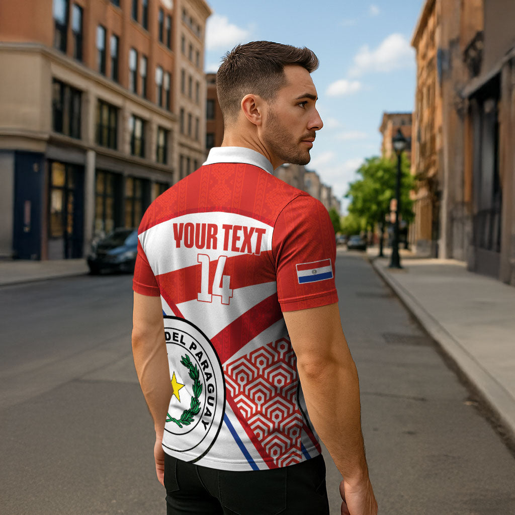 Custom Paraguay 2026 Football Zipper Polo Shirt Come On La Albirroja