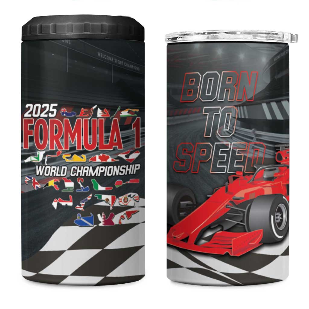 Racing Car 2025 4 in 1 Can Cooler Tumbler GP Circuits Born To Speed - Wonder Print Shop