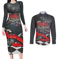 Racing Car 2025 Couples Matching Long Sleeve Bodycon Dress and Long Sleeve Button Shirt GP Circuits Born To Speed - Wonder Print Shop