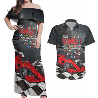 Racing Car 2025 Couples Matching Off Shoulder Maxi Dress and Hawaiian Shirt GP Circuits Born To Speed - Wonder Print Shop