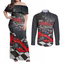 Racing Car 2025 Couples Matching Off Shoulder Maxi Dress and Long Sleeve Button Shirt GP Circuits Born To Speed - Wonder Print Shop