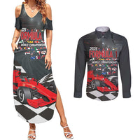 Racing Car 2025 Couples Matching Summer Maxi Dress and Long Sleeve Button Shirt GP Circuits Born To Speed - Wonder Print Shop