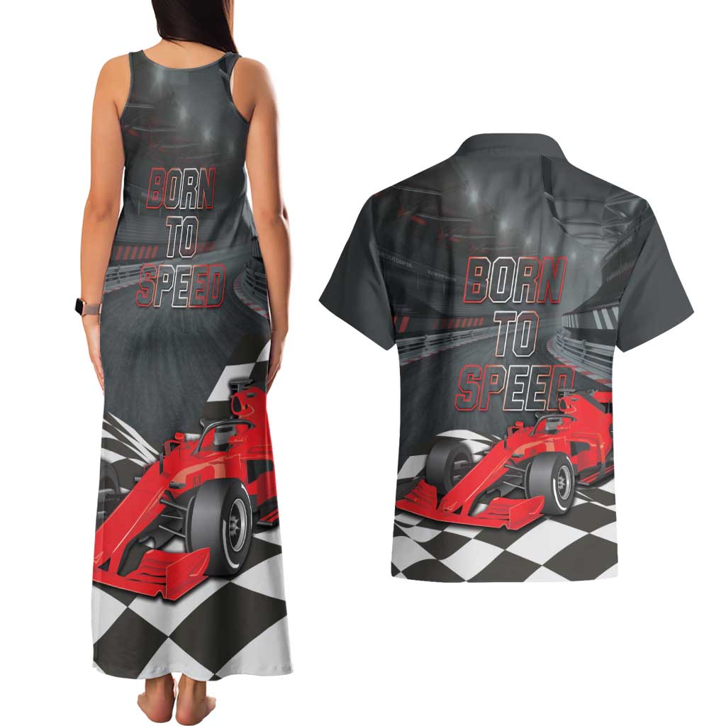 Racing Car 2025 Couples Matching Tank Maxi Dress and Hawaiian Shirt GP Circuits Born To Speed - Wonder Print Shop