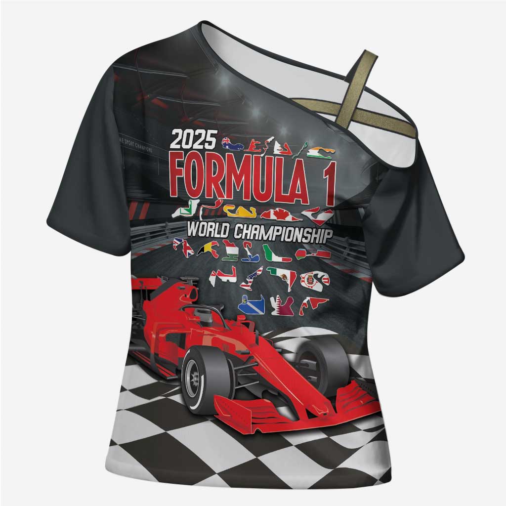 Racing Car 2025 Cross Shoulder Shirt GP Circuits Born To Speed - Wonder Print Shop