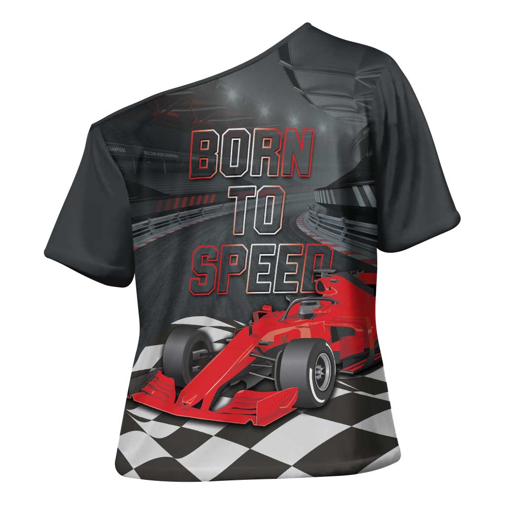 Racing Car 2025 Cross Shoulder Shirt GP Circuits Born To Speed - Wonder Print Shop