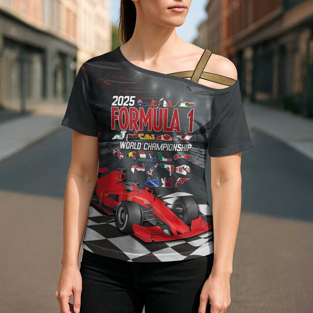Racing Car 2025 Cross Shoulder Shirt GP Circuits Born To Speed - Wonder Print Shop