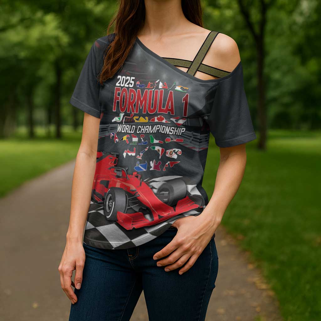 Racing Car 2025 Cross Shoulder Shirt GP Circuits Born To Speed - Wonder Print Shop