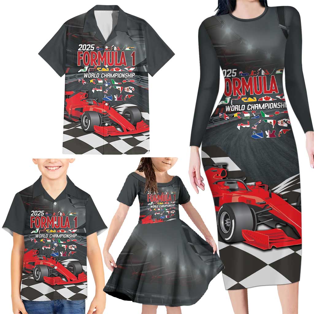 Racing Car 2025 Family Matching Long Sleeve Bodycon Dress and Hawaiian Shirt GP Circuits Born To Speed - Wonder Print Shop