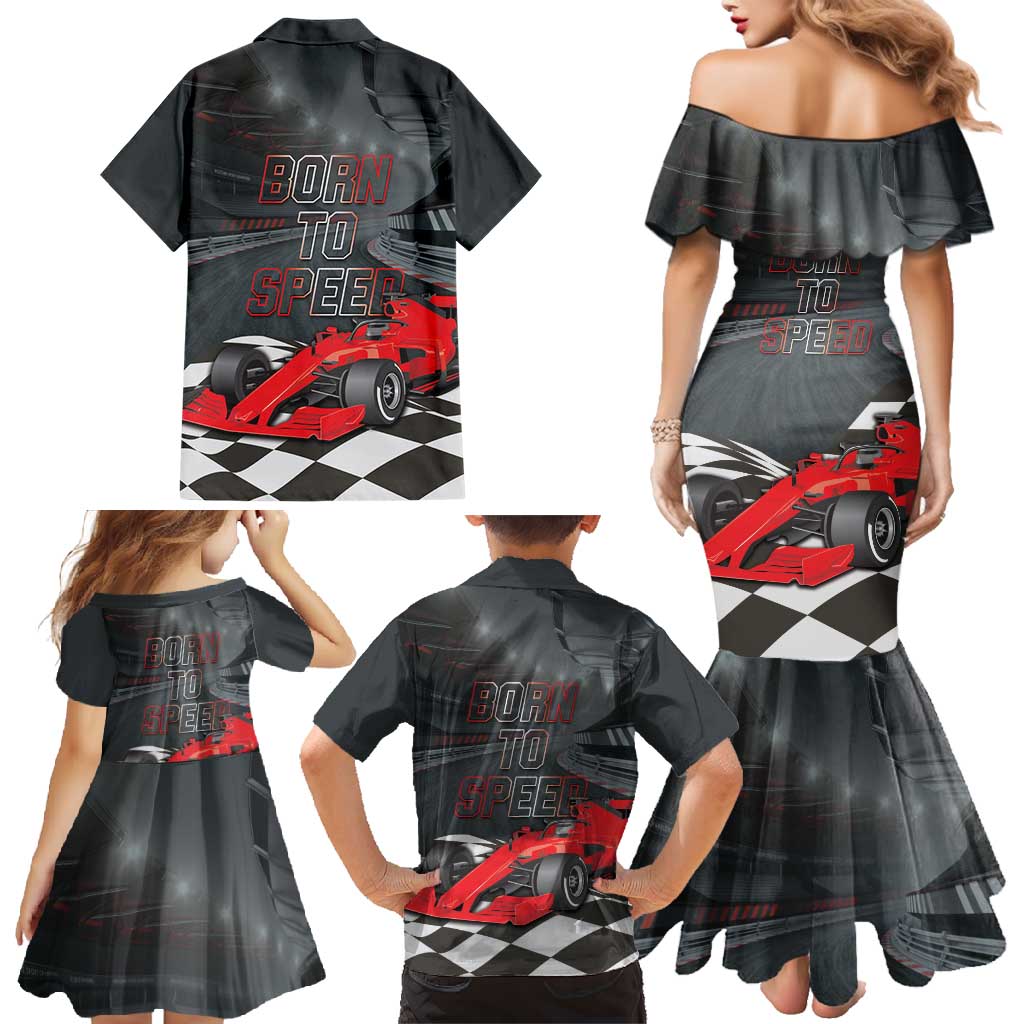 Racing Car 2025 Family Matching Mermaid Dress and Hawaiian Shirt GP Circuits Born To Speed - Wonder Print Shop