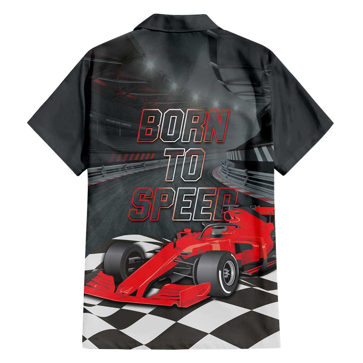 Racing Car 2025 Family Matching Off The Shoulder Long Sleeve Dress and Hawaiian Shirt GP Circuits Born To Speed - Wonder Print Shop