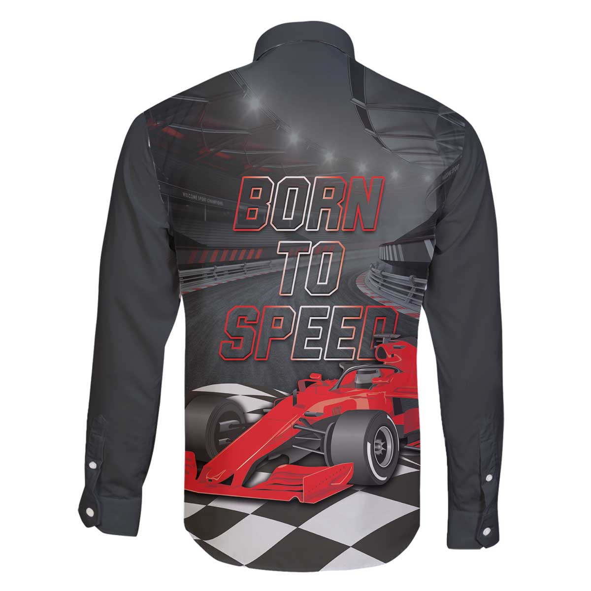 Racing Car 2025 Family Matching Off The Shoulder Long Sleeve Dress and Hawaiian Shirt GP Circuits Born To Speed - Wonder Print Shop