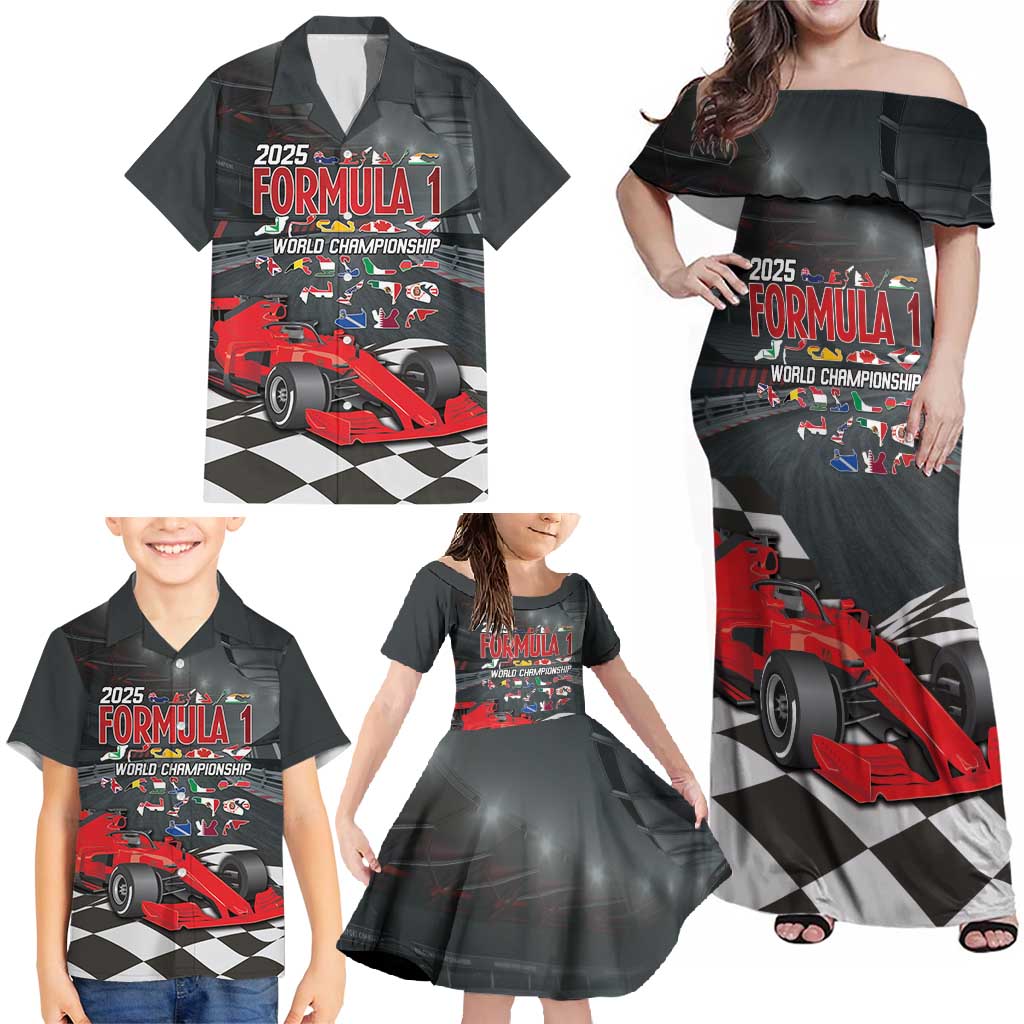 Racing Car 2025 Family Matching Off Shoulder Maxi Dress and Hawaiian Shirt GP Circuits Born To Speed - Wonder Print Shop