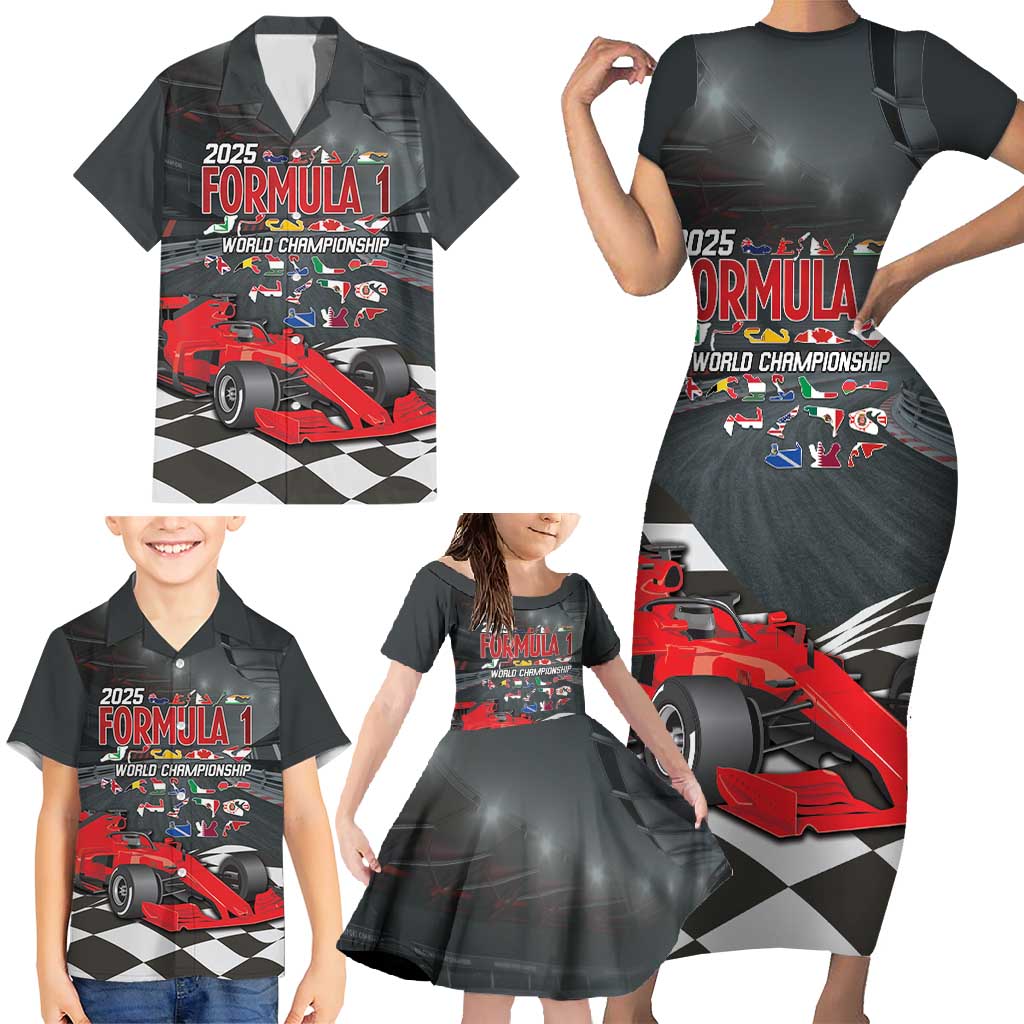 Racing Car 2025 Family Matching Short Sleeve Bodycon Dress and Hawaiian Shirt GP Circuits Born To Speed - Wonder Print Shop