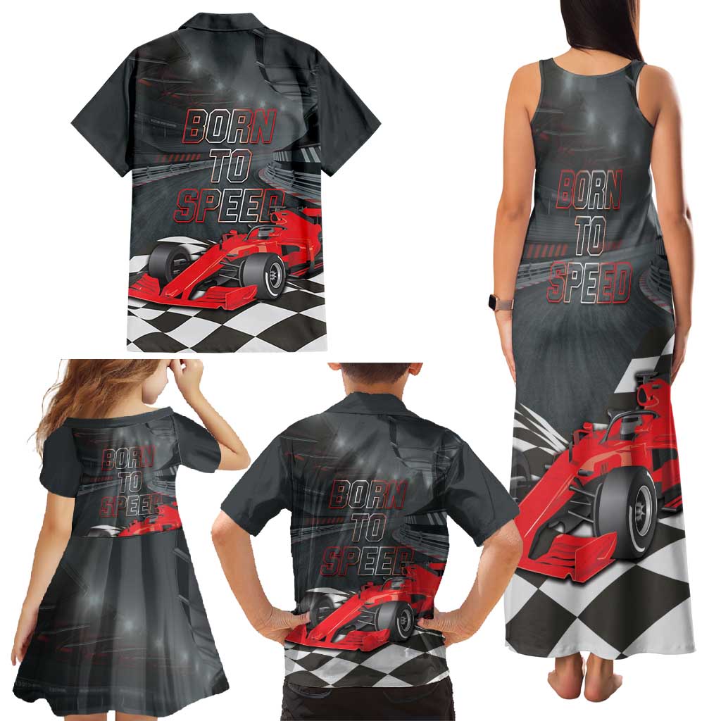 Racing Car 2025 Family Matching Tank Maxi Dress and Hawaiian Shirt GP Circuits Born To Speed - Wonder Print Shop