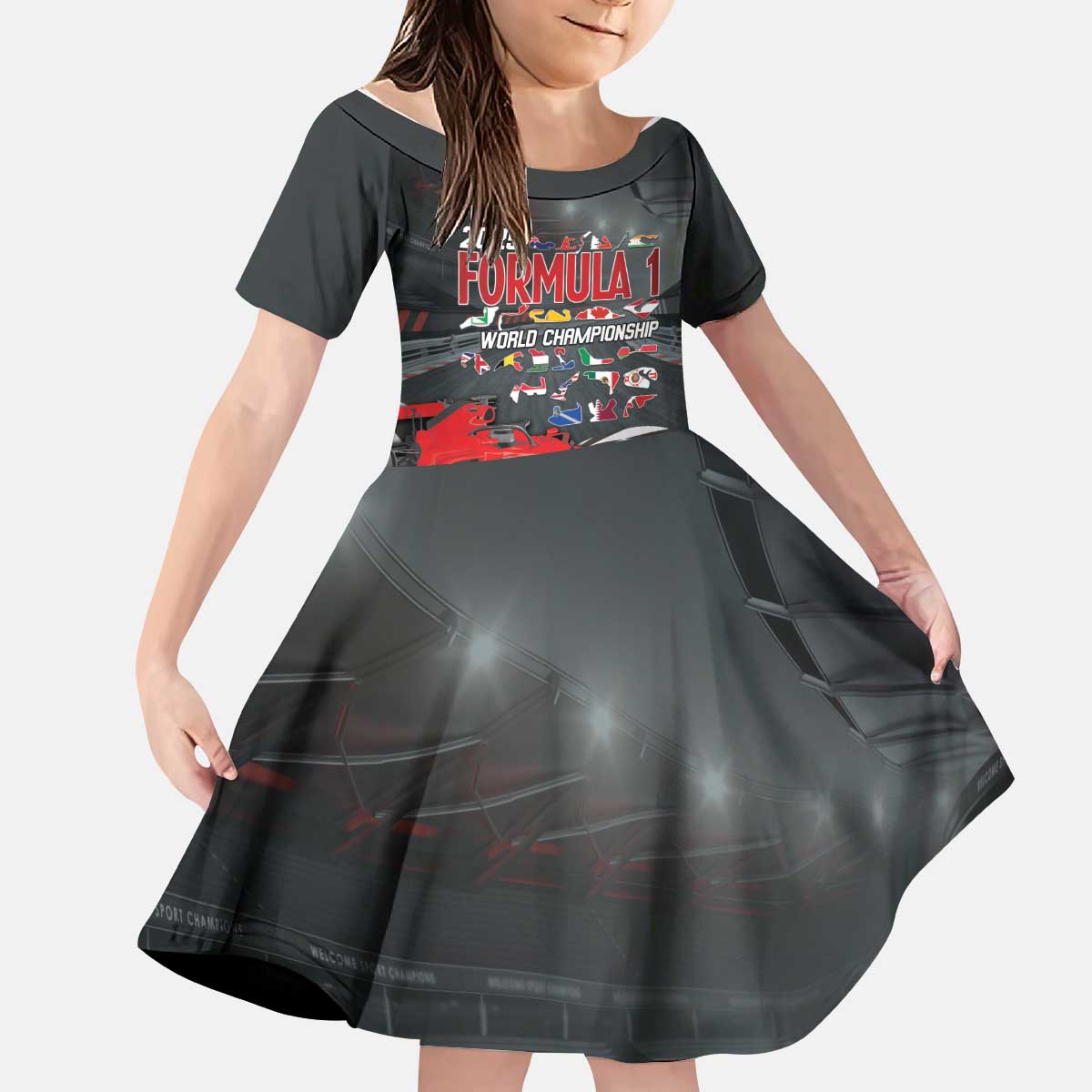 Racing Car 2025 Kid Short Sleeve Dress GP Circuits Born To Speed - Wonder Print Shop