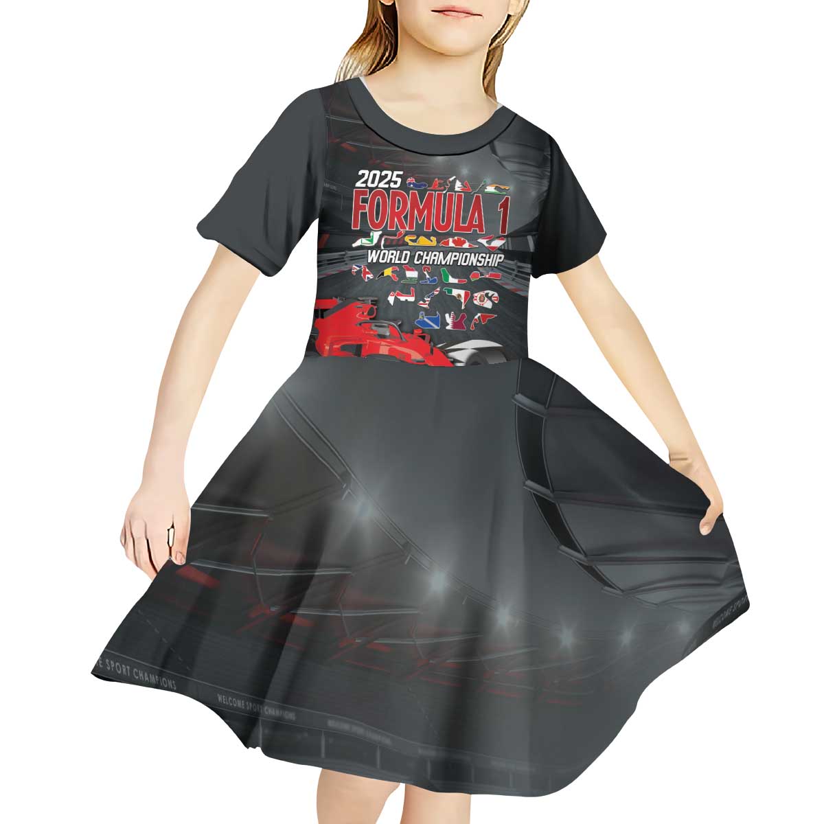 Racing Car 2025 Kid Short Sleeve Dress GP Circuits Born To Speed - Wonder Print Shop