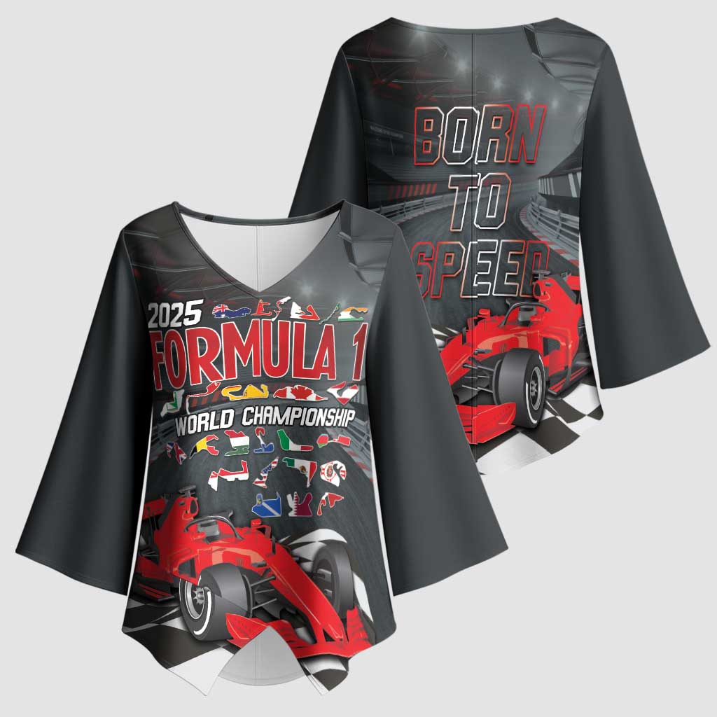 Racing Car 2025 Kimono Sleeve Blouse GP Circuits Born To Speed - Wonder Print Shop