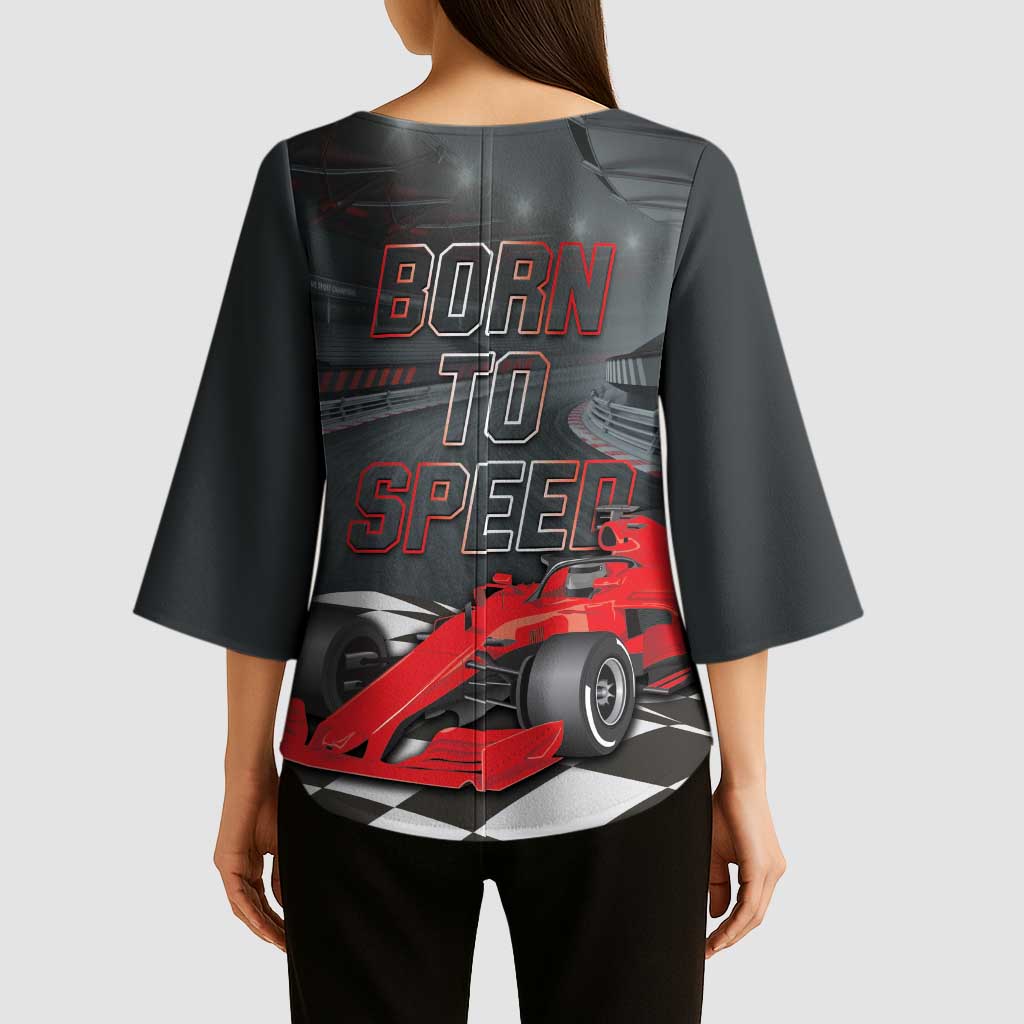 Racing Car 2025 Kimono Sleeve Blouse GP Circuits Born To Speed - Wonder Print Shop