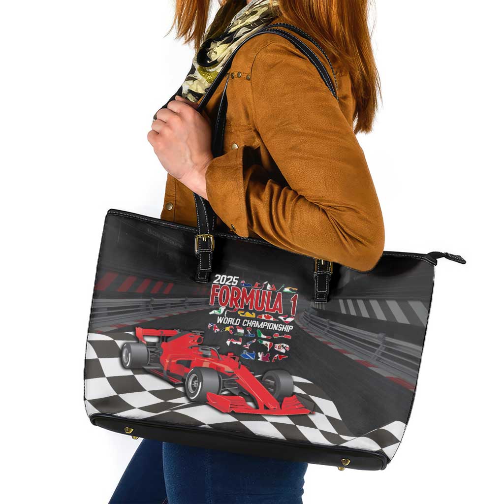 Racing Car 2025 Leather Tote Bag GP Circuits Born To Speed - Wonder Print Shop