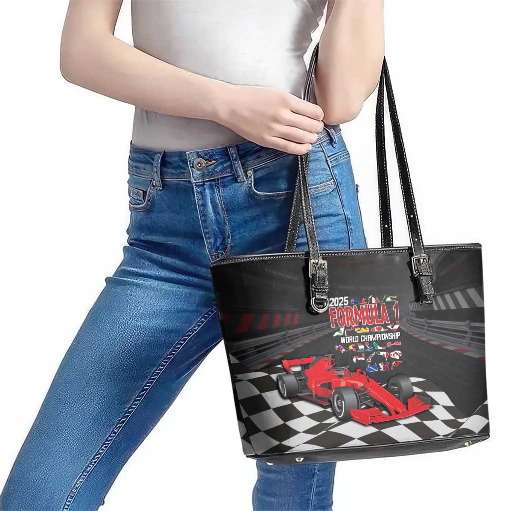 Racing Car 2025 Leather Tote Bag GP Circuits Born To Speed - Wonder Print Shop