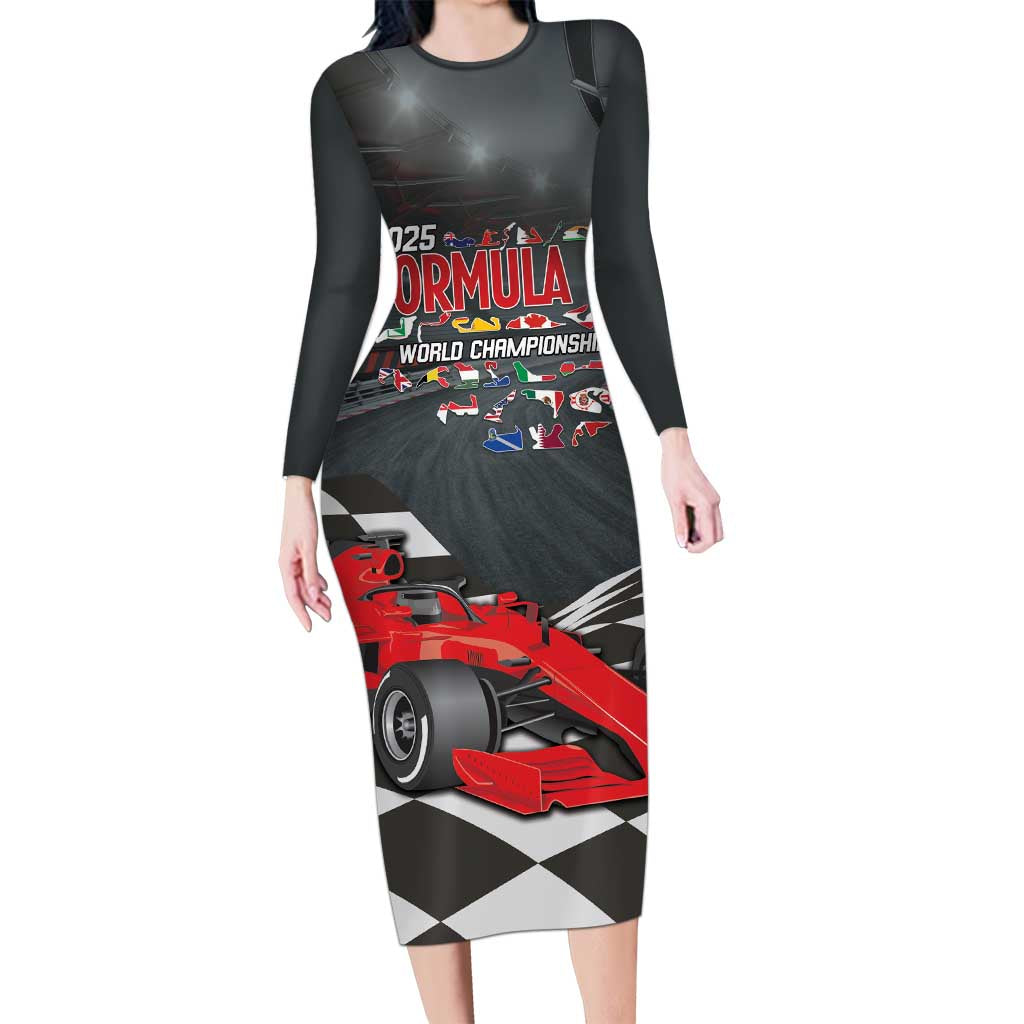 Racing Car 2025 Long Sleeve Bodycon Dress GP Circuits Born To Speed - Wonder Print Shop