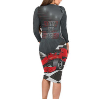 Racing Car 2025 Long Sleeve Bodycon Dress GP Circuits Born To Speed - Wonder Print Shop