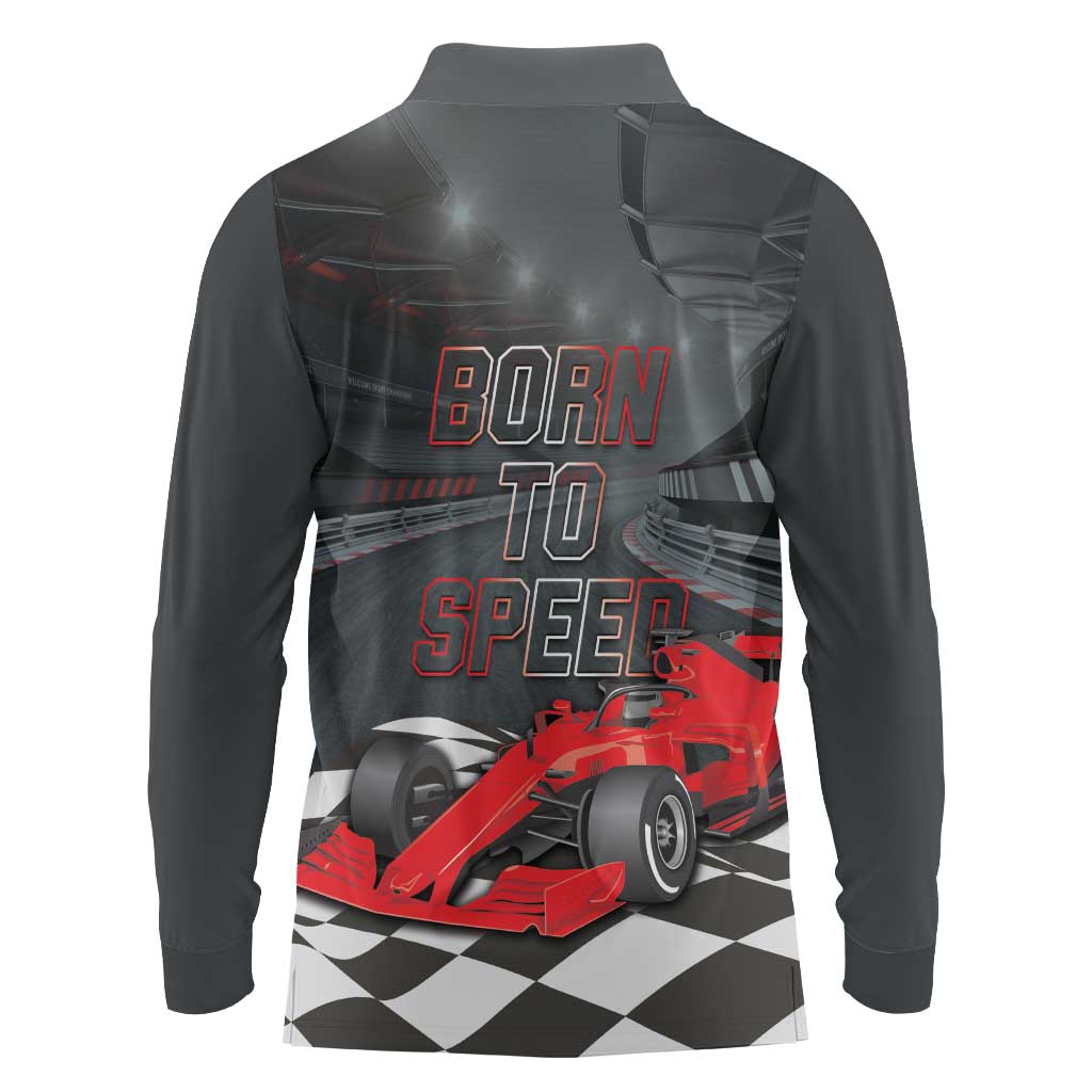 Racing Car 2025 Long Sleeve Polo Shirt GP Circuits Born To Speed - Wonder Print Shop