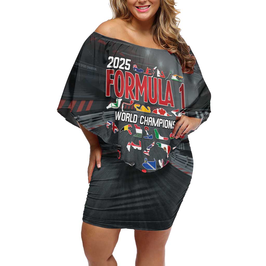 Racing Car 2025 Off Shoulder Short Dress GP Circuits Born To Speed - Wonder Print Shop