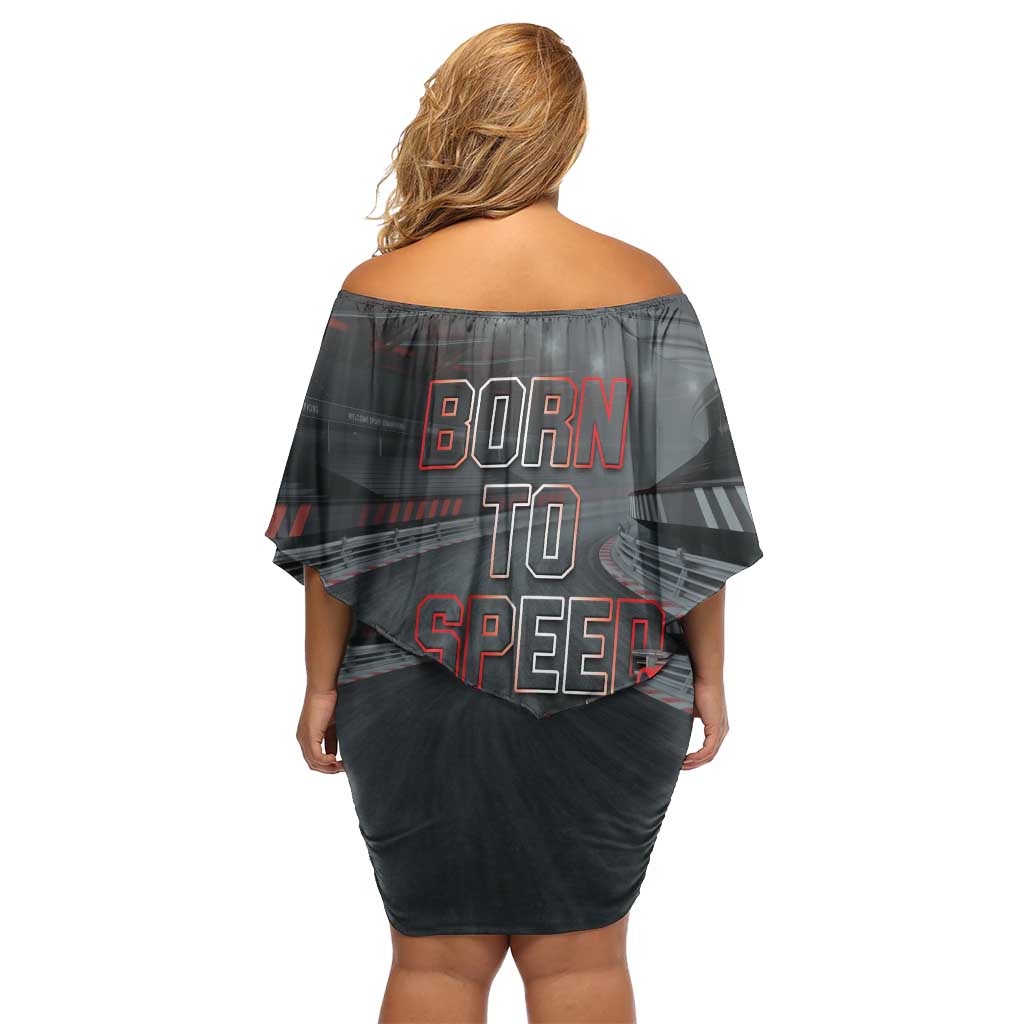 Racing Car 2025 Off Shoulder Short Dress GP Circuits Born To Speed - Wonder Print Shop