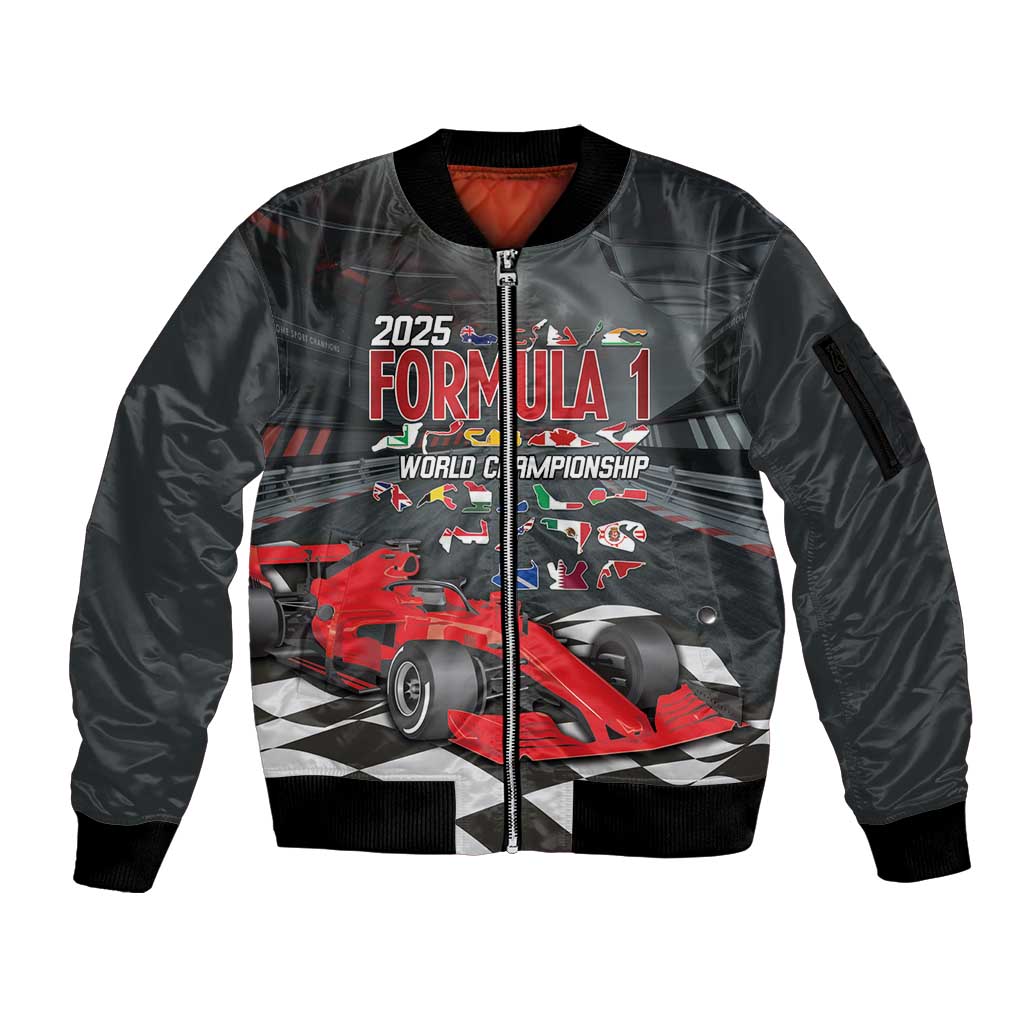 Racing Car 2025 Sleeve Zip Bomber Jacket GP Circuits Born To Speed - Wonder Print Shop