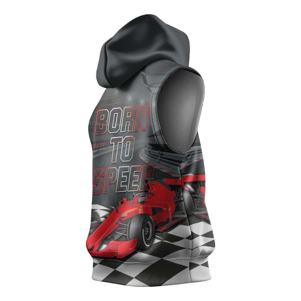 Racing Car 2025 Sleeveless Hoodie GP Circuits Born To Speed - Wonder Print Shop