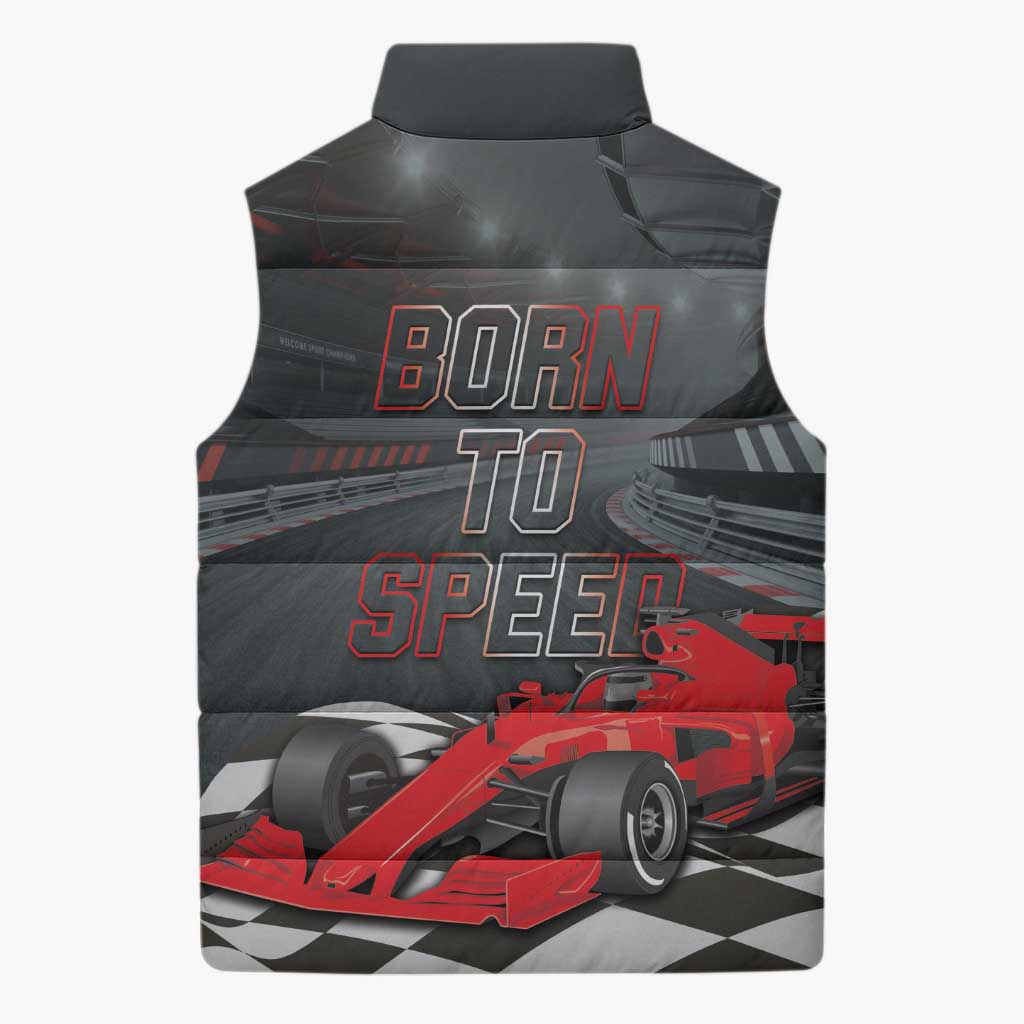 Racing Car 2025 Sleeveless Puffer Jacket GP Circuits Born To Speed - Wonder Print Shop