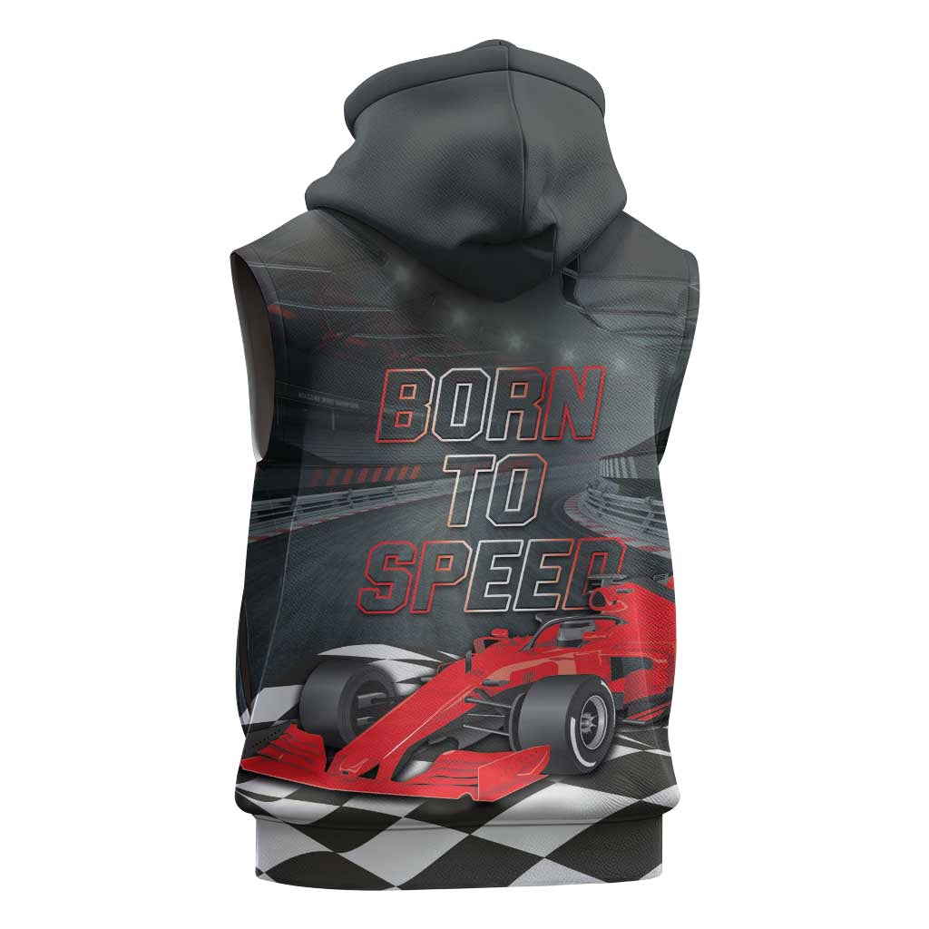 Racing Car 2025 Sleeveless Zip Hoodie GP Circuits Born To Speed - Wonder Print Shop