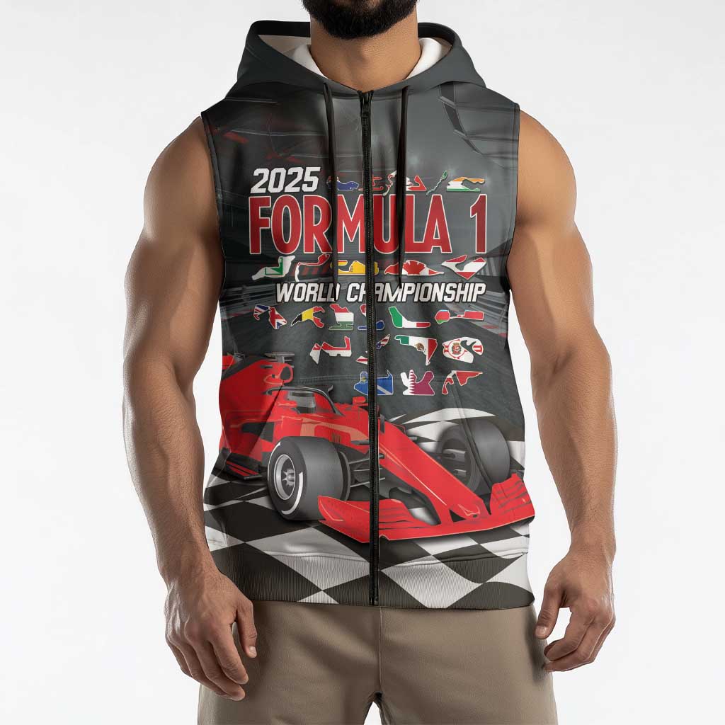 Racing Car 2025 Sleeveless Zip Hoodie GP Circuits Born To Speed - Wonder Print Shop