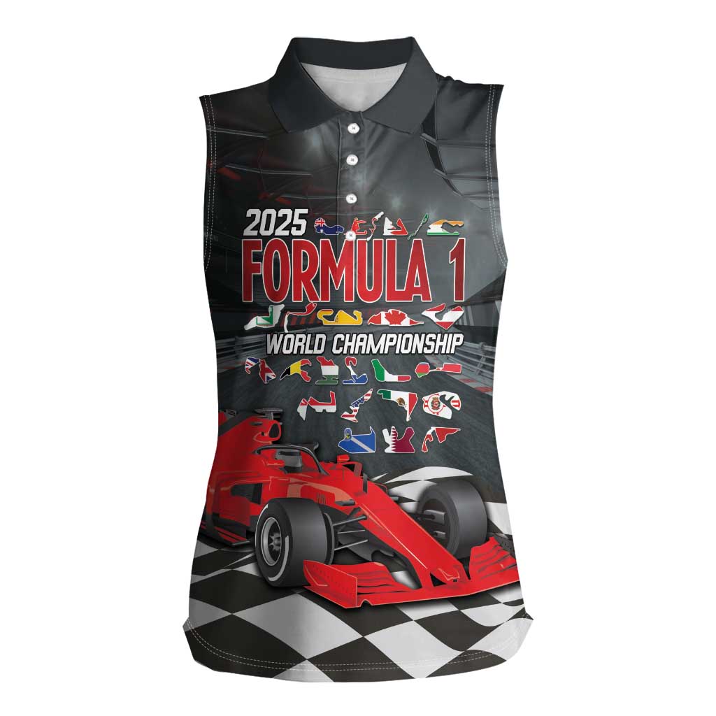 Racing Car 2025 Women Sleeveless Polo Shirt GP Circuits Born To Speed - Wonder Print Shop