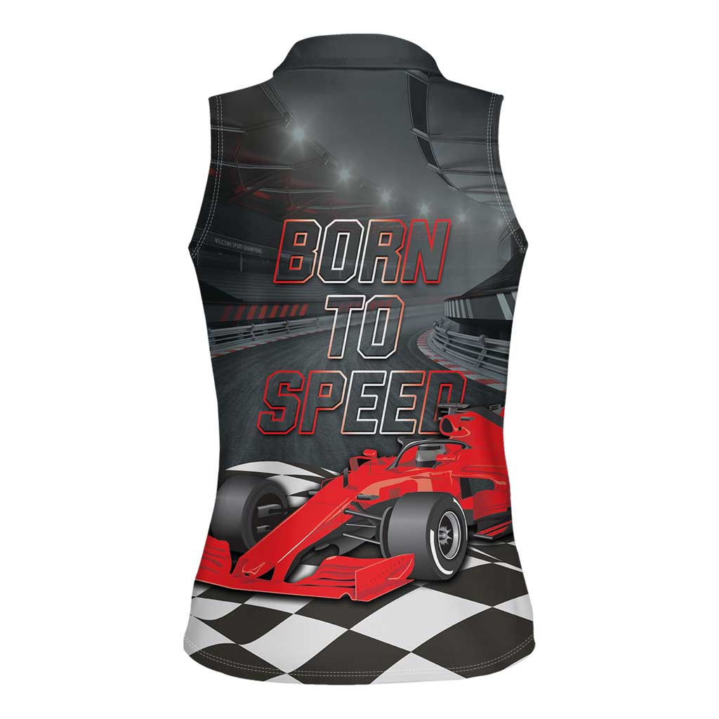 Racing Car 2025 Women Sleeveless Polo Shirt GP Circuits Born To Speed - Wonder Print Shop