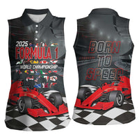 Racing Car 2025 Women Sleeveless Polo Shirt GP Circuits Born To Speed - Wonder Print Shop