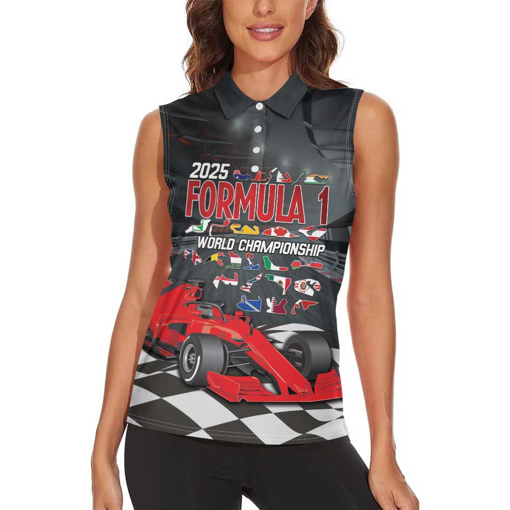 Racing Car 2025 Women Sleeveless Polo Shirt GP Circuits Born To Speed - Wonder Print Shop