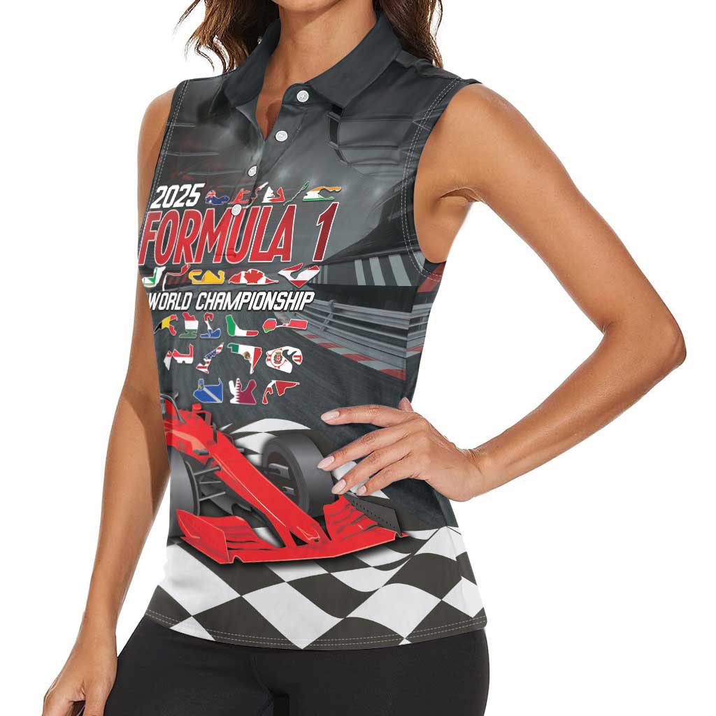 Racing Car 2025 Women Sleeveless Polo Shirt GP Circuits Born To Speed - Wonder Print Shop