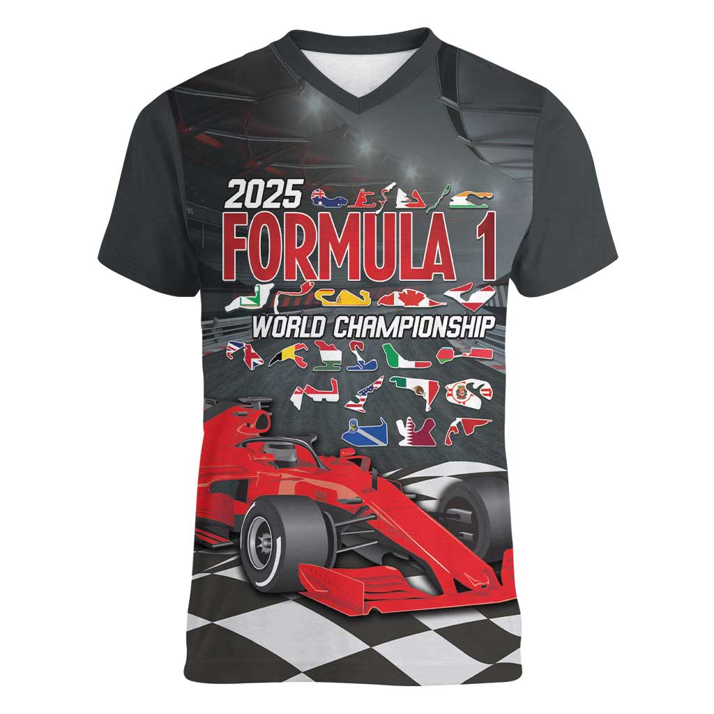 Racing Car 2025 Women V-Neck T-Shirt GP Circuits Born To Speed - Wonder Print Shop