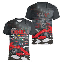 Racing Car 2025 Women V-Neck T-Shirt GP Circuits Born To Speed - Wonder Print Shop